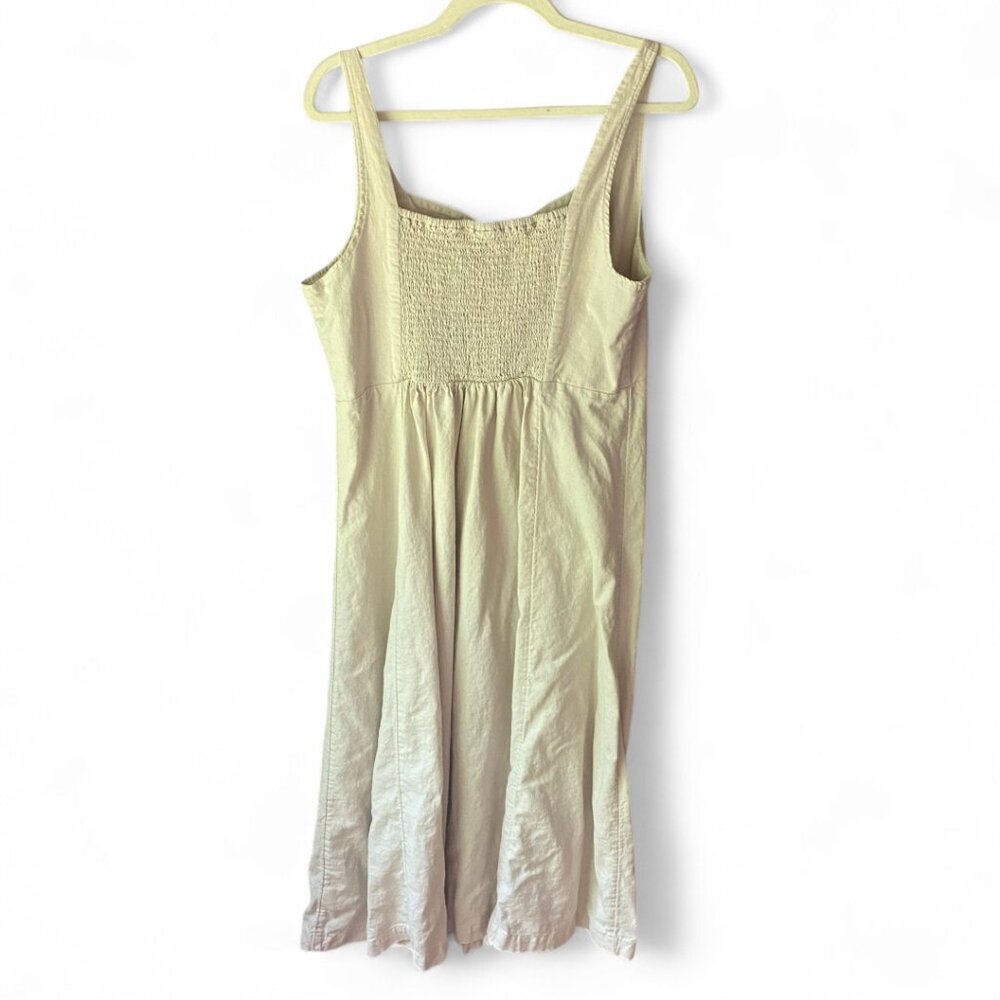 Old Navy Linen Blend Khaki fit & flare sleeveless midi dress XL coastal boho - Picture 8 of 9